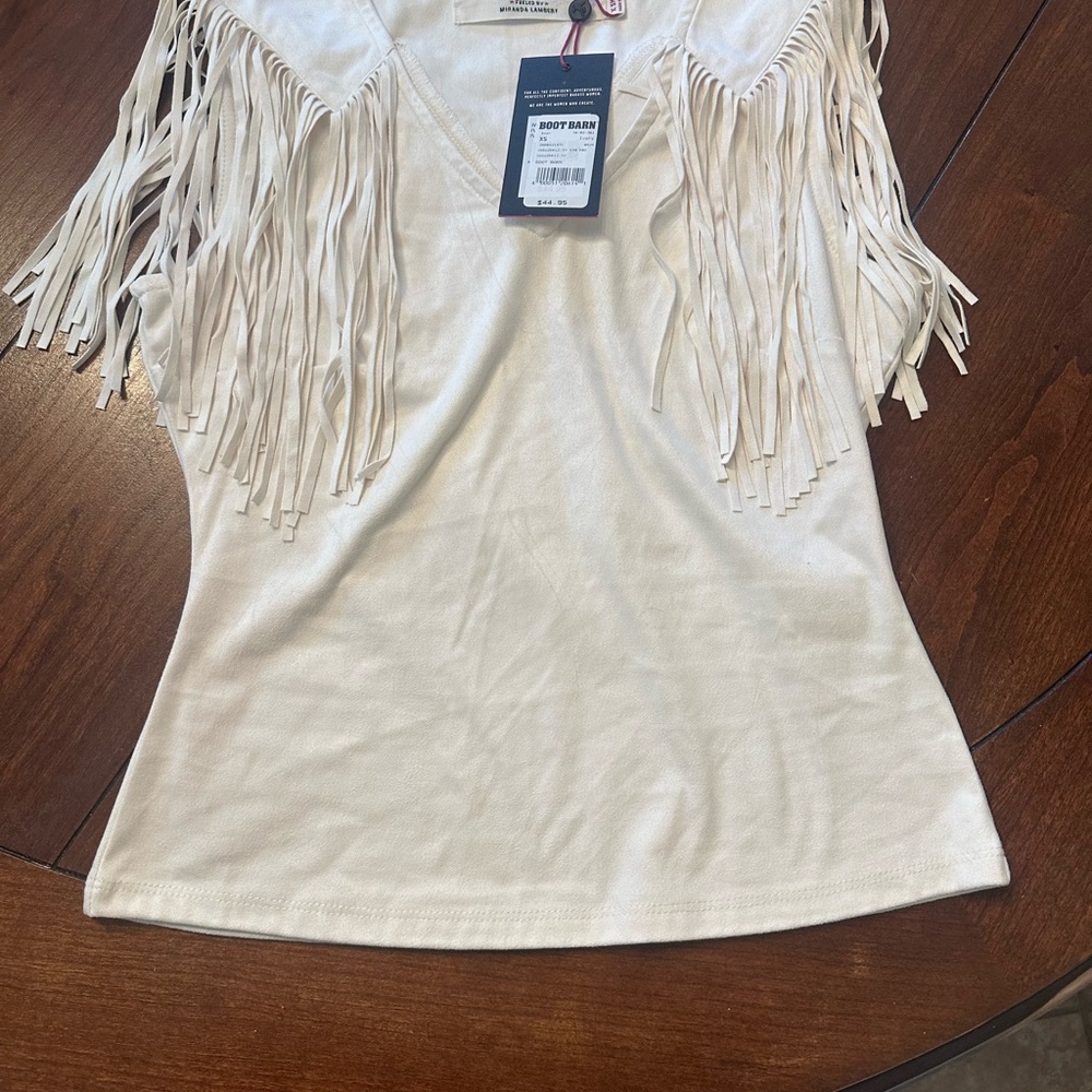 Idyllwind Cream Fringe Short Sleeve Top fueled by Miranda Lambert